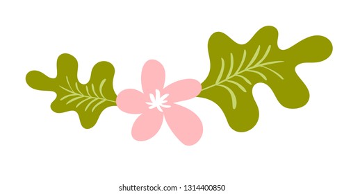 Cute vector isolated Flower on white background. Spring hand drawn Nature illustration flat design. For greeting card, print, children book