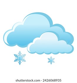 Cute vector isolated weather app icon with snow cloud. Interface elements in flat design. Minimal cartoon illustration for design web banner and greeting card