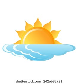 Cute vector isolated weather app icon with sunset or sunrise. Interface elements in flat design. Minimal cartoon illustration for design web banner and greeting card