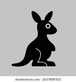 Cute vector kangaroo with big eyes, simple design, great for kids' projects and decor.