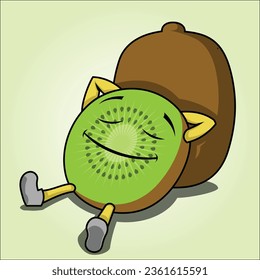 cute vector kiwifruit character relaxing