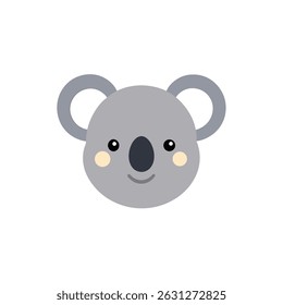 Cute Vector Koala Head Logo in Soft Minimal Style