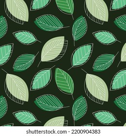 Cute vector leaf pattern. Abstract print with leaves. Elegant beautiful nature ornament for fabric, wrapping and textile. 