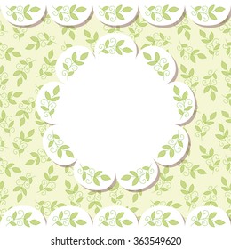 Cute vector leaves photo frame. Baby shower card. Scrapbook elements. Vector leaf illustration.