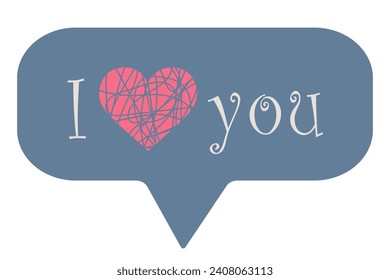 Cute vector lettering, I love you clipart. Hand drawn doodle illustration.