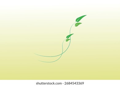 a cute vector line art design of leaves in a branch