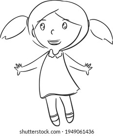 cute vector line art illustration for children coloring book