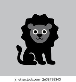 Cute vector lion with big eyes, simple design, great for kids' projects and decor.
