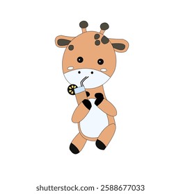 cute vector of a little giraffe bunny. funny, illustrative for children