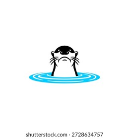 Linda ilustración de logotipo de Vector de una nutria tranquilamente en el agua. Perfecto para la marca de los niños, temas acuáticos, logotipos de la naturaleza, mascotas juguetonas y diseños de tipografía amigables.