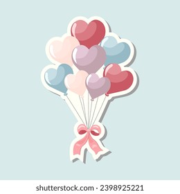 Pegatina de amor de vector lindo. Globos de San Valentín. Icono vector romántico en colores pastel