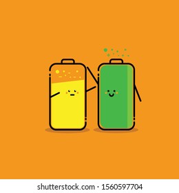 Cute Vector. Low Battery and Full Battery 