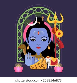 Cute vector of mahesh shiva hinduism goddess.