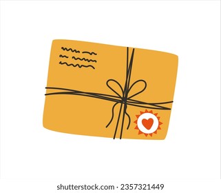 Cute vector mail envelope on white background. Cute envelope with hearts