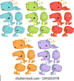 Cute Little Dinosaur Watercolor Collection Stock Vector (Royalty Free ...