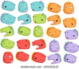 a cute vector of many dinosaur in different colors