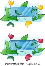 Cute vector message icon with flowers and leaves around it. 