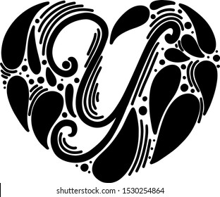 Cute vector monogram letter. Heart letter. Beautiful illustration