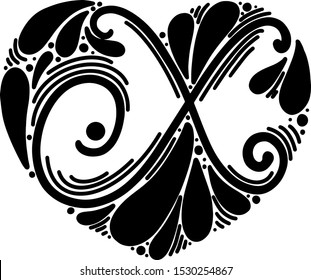 Cute vector monogram letter. Heart letter. Beautiful illustration