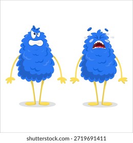 Lindo monstruo de Vector. Monstruo, Vector, enojado, llanto, lágrimas, emociones.