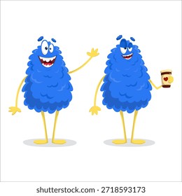Cute vector monster. Monster, vector, coffee, autumn, joy, set, emotions.