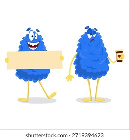 Cute vector monster. Monster, vector, coffee, template, advertising, set, emotions.