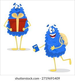 Lindo monstruo de Vector. Monstruo, Vector, vacaciones, vuelta a la escuela, educación, regalo, conjunto, emociones.