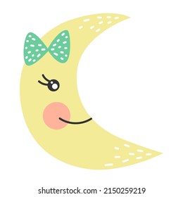 Cute vector moon illustration. Design element.