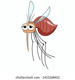 Cute Vector mosquito. Cartoon character illustration for logo or label design element, isolated