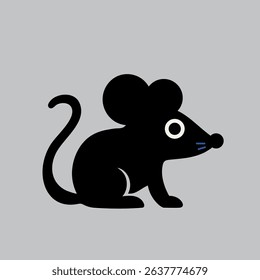 Cute vector mouse with big eyes, simple design, great for kids' projects and decor.