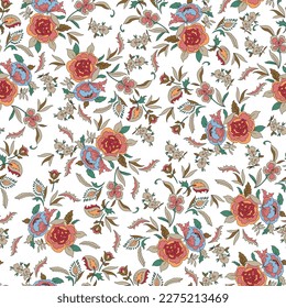 lindo vector multicolor flores flores hojas patrón blanco
