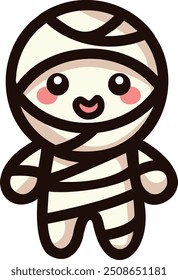 cute vector mummy illustration icon for halloween