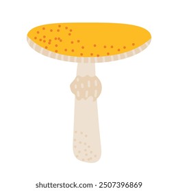 Cute vector Mushroom. Useful food. Flat illustration with white isolated background. Hand-drawn style.