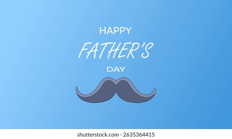 Cute vector mustache icon with Father’s Day message on blue background. Perfect for fun cards, dad-themed posts, and family celebration visuals