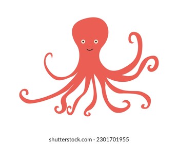 Cute vector octopus character flat illustration