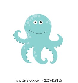 Opulpo vector lindo. Animal marino. Pulpo azul de caricatura. personaje de caricatura