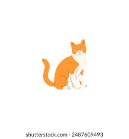 cute vector orange cat relaxing fat animal