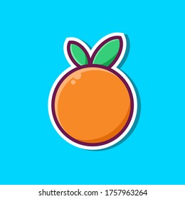 cute vector orange with outline. Fruit illustration for farm market menu. Healthy food design