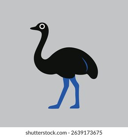 Cute vector ostrich with big eyes, simple design, great for kids' projects and decor.