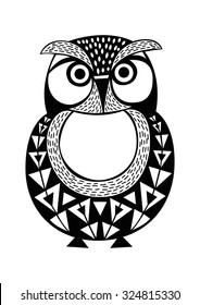 Cute vector owl character, Owl icon, Vector illustration.