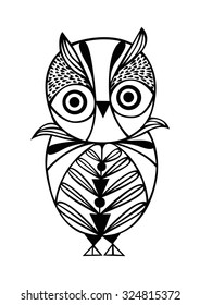 Cute vector owl character, Owl icon, Vector illustration.