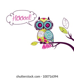 Cute Vector Owl. "Hoooot" card