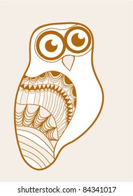 Cute vector owl, ornate bird