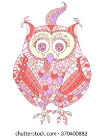 Cute vector owls isolated on white