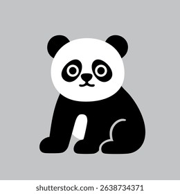 Cute vector panda with big eyes, simple design, great for kids' projects and decor.