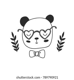 Cute vector panda with glasses