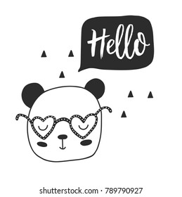Cute vector panda with glasses