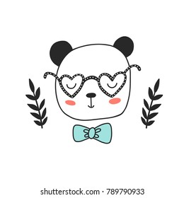 Cute vector panda with glasses