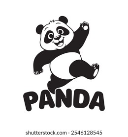 cute vector panda teddy. panda vector black color. baby panda silhouette. panda icon, logotype