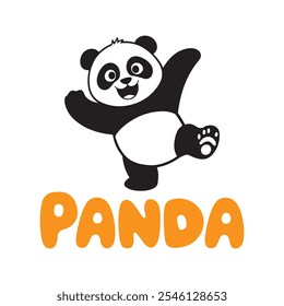 cute vector panda teddy. panda vector black color. baby panda silhouette. panda icon, logotype